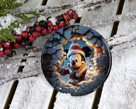 Magical Fairy-tale Christmas Ornament with Mickey. Storybook Animated Cartoon Mouse for for a Festive and Fun Holiday Gift.