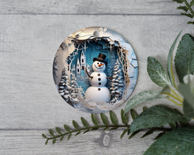 Frosty Delight: Handcrafted Snowman Flattened Ornament – Sprinkle Seasonal Magic with this Charming Mr. Frosty Keepsake!