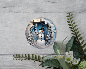 Frosty Delight: Handcrafted Snowman Flattened Ornament – Sprinkle Seasonal Magic with this Charming Mr. Frosty Keepsake!