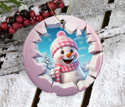 Cute and Pink Baby Girl Frosty Ornament - Adorable Keepsake for Your Little One's First Christmas!