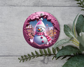 Pink Frost Perfection Ornament - Adorable Girl Frosty Ornament - A Sweet Keepsake for Your Pink Christmas Celebration!