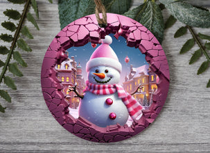 Pink Frost Perfection Ornament - Adorable Girl Frosty Ornament - A Sweet Keepsake for Your Pink Christmas Celebration!