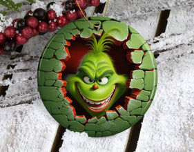 Mischievous Self Loathing Iconic Christmas Character Ornament- Festive Cracked 3D Flatten Christmas Ornament - Add Christmas Tree Laughter!