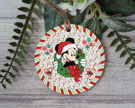 Magical Christmas Wreath Ornament - Cartoon Mouse in Santa Hat, Perfect Christmas Gift to Spread the Seasonal Cheer - Whimsical Holiday Gift