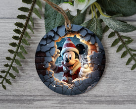 Magical Fairy-tale Christmas Ornament with Mickey. Storybook Animated Cartoon Mouse for for a Festive and Fun Holiday Gift.