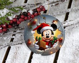 Christmas Spired Mouse Breaking Through With Presents Ornament Gift - Share the Magic of the Season with This Adorable Fairy-tale Gift!