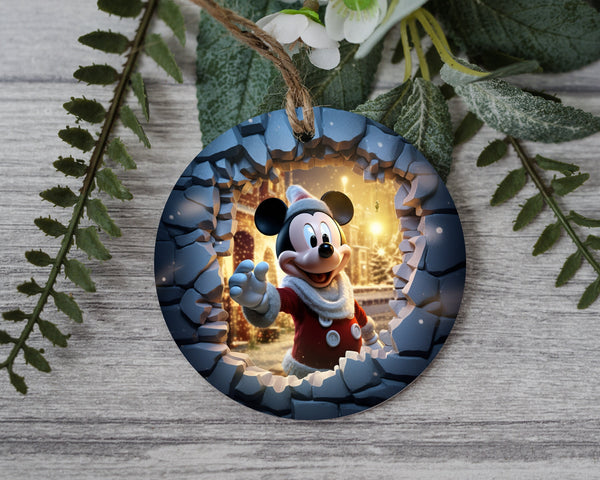 Magically Cracked 3d Flatted Christmas Ornament - Bring Joy to Your Holiday Celebrations with This Adorable Keepsake of Artistic Magic Mouse