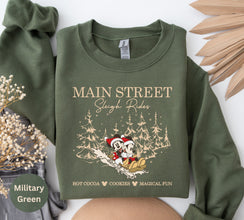 Mickey Minnie Main Street Sleigh Rides Sweatshirt, Disney Christmas Sweatshirt, Mickey Minnie Christmas Sweater,Christmas Party Sweatshirt