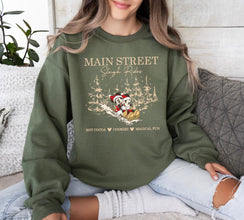 Mickey Minnie Main Street Sleigh Rides Sweatshirt, Disney Christmas Sweatshirt, Mickey Minnie Christmas Sweater,Christmas Party Sweatshirt