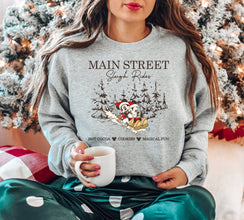 Mickey Minnie Main Street Sleigh Rides Sweatshirt, Disney Christmas Sweatshirt, Mickey Minnie Christmas Sweater,Christmas Party Sweatshirt