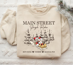 Mickey Minnie Main Street Sleigh Rides Sweatshirt, Disney Christmas Sweatshirt, Mickey Minnie Christmas Sweater,Christmas Party Sweatshirt