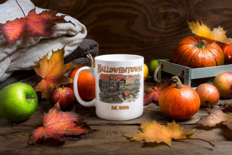 Sip Spooky Delights from Our Halloween Town Mug - Perfect for a Frightfully Fun Beverage Experience!