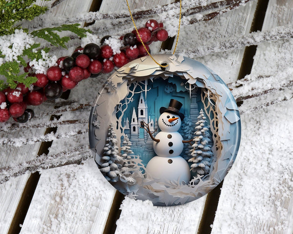 Frosty Delight: Handcrafted Snowman Flattened Ornament – Sprinkle Seasonal Magic with this Charming Mr. Frosty Keepsake!