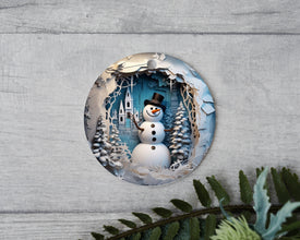 Frosty Delight: Handcrafted Snowman Flattened Ornament – Sprinkle Seasonal Magic with this Charming Mr. Frosty Keepsake!