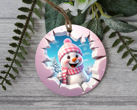 Cute and Pink Baby Girl Frosty Ornament - Adorable Keepsake for Your Little One's First Christmas!