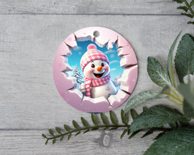 Cute and Pink Baby Girl Frosty Ornament - Adorable Keepsake for Your Little One's First Christmas!