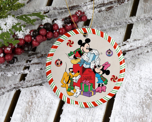 Iconic Cartoon Couple Christmas Ornament - Red and Green Festive Mail Delivery Ornament - Xmas Gift for the Whimsical Animation Fanatic!