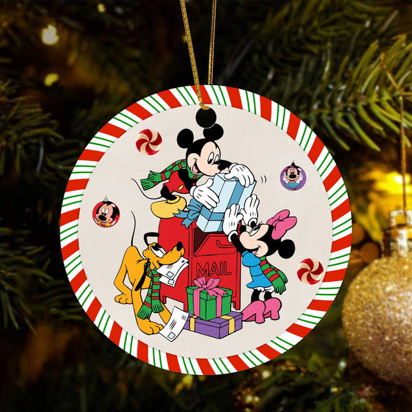 Iconic Cartoon Couple Christmas Ornament - Red and Green Festive Mail Delivery Ornament - Xmas Gift for the Whimsical Animation Fanatic!