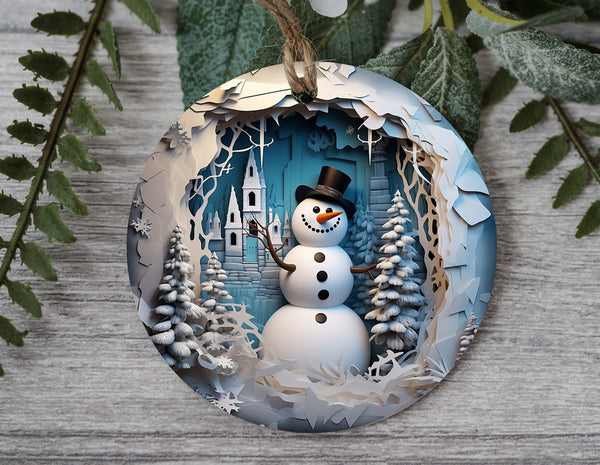 Frosty Delight: Handcrafted Snowman Flattened Ornament – Sprinkle Seasonal Magic with this Charming Mr. Frosty Keepsake!