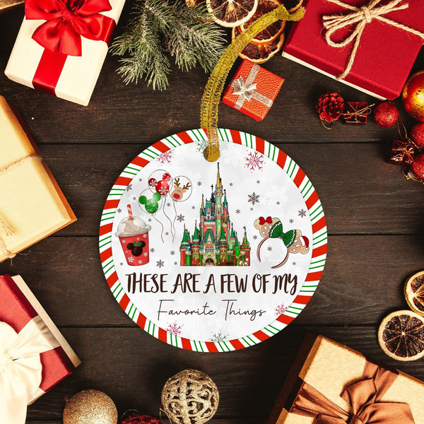 Iconic Magical Castle Ornament With A Few Of Your Favorite Things - Mouse Ears and Coffee Christmas Ornament - Float Away With Festive Cheer