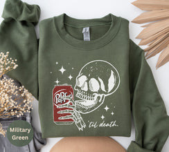 Till Death Dr. Pepper Sweatshirt, Skeleton Sweatshirt, Halloween Sweater, Cute Dr Pepper Shirt, Skeleton drinking Dr. Pepper Sweatshirt