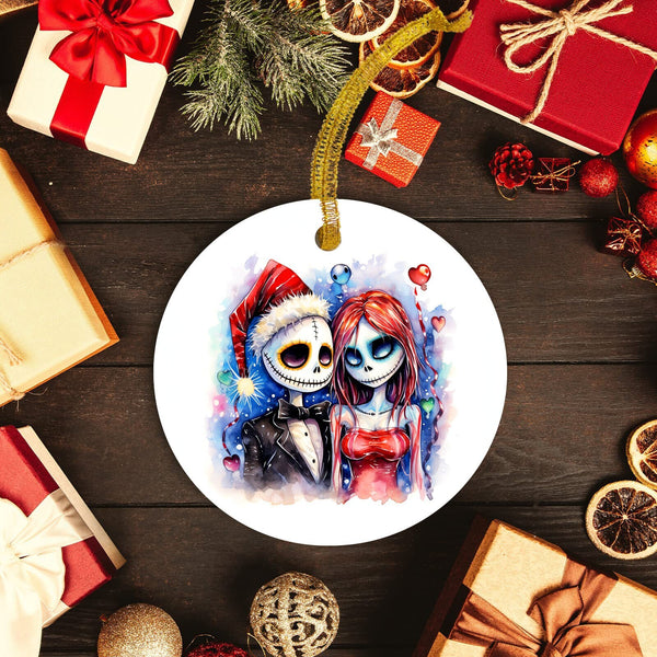 Nightmare Before Christmas Jack and Sally Ornament - Tim Burton's Delight for Your Tree or Gift for the Nightmare Before Christmas Fanatic!