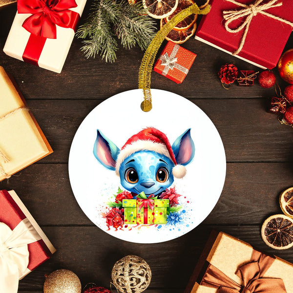 Cartoon Disney Stitch Water-Color Christmas Ornament -  Disney Inspired Ornament - Perfect for Gifting the Disney Fanatic This Year!