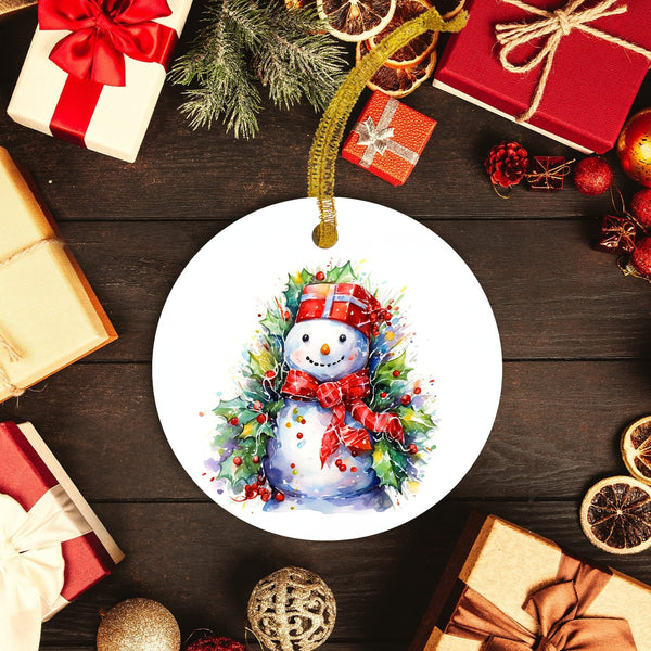 Adorable Water Color Snowman Christmas Ornament for the Cartoon Fanatic! Unique Classic Gift for Christmas Holiday Lover!