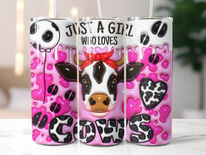 Just a Girl Who Loves Cows Tumbler - Sip in Style with Our Cow-themed Design, Perfect For Cow Enthusiasts and Cow Lover!