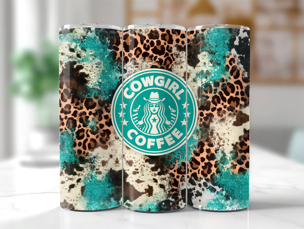 Teal Animal Watercolor Tumbler - Sip in Style with Our Cheetah-Teal Design, Perfect For Animal Print Enthusiasts and Cowgirl Coffee Lover!