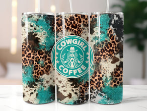 Teal Animal Watercolor Tumbler - Sip in Style with Our Cheetah-Teal Design, Perfect For Animal Print Enthusiasts and Cowgirl Coffee Lover!