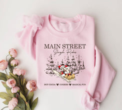 Mickey Minnie Main Street Sleigh Rides Sweatshirt, Disney Christmas Sweatshirt, Mickey Minnie Christmas Sweater,Christmas Party Sweatshirt