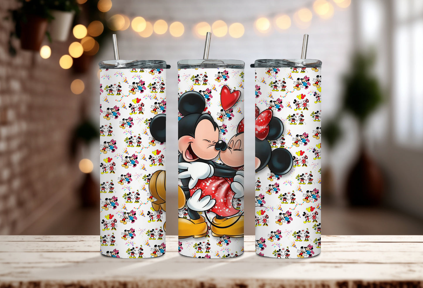 Adorable Disney Couple in Red and Yellow - Iconic Cartoon Mickey and Minnie Tumbler - Classic Couple Gifts for Magical Kingdom Lovers!