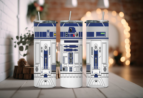 Classic Space War R Two Dee Two Tumbler - Enjoy Your Sips in Style with the Infamous Space Wars Character!