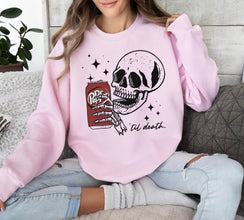 Till Death Dr. Pepper Sweatshirt, Skeleton Sweatshirt, Halloween Sweater, Cute Dr Pepper Shirt, Skeleton drinking Dr. Pepper Sweatshirt