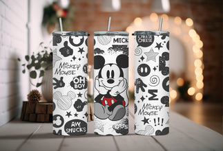 Black & White Mickey Mouse Club Tumbler - Cheesy Classic Disney Lover Tumbler - Disneyland Themed Tumblers to Keep the Enchantment Alive!