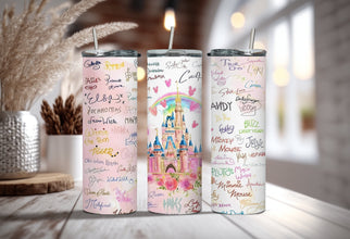 Magic Castle Disney Characters Signature Tumbler - Colorful Animated Castle Tumbler - Enjoy The Magical Disneyland Adventure With Every Sip!