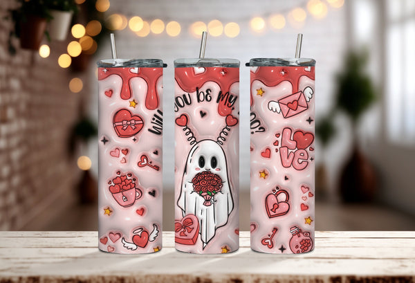 Be My Boo Rose Boutique Tumbler - Valentines Ghost Tumbler - Adorable Ghost and Chocolates Tumbler  - Couples Ghost Tumbler Gift for Her!