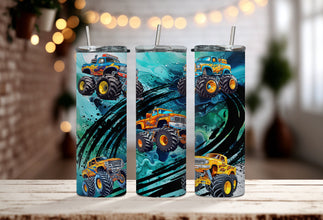 Children Cartoon Truck Character Tumbler - Boy Monster Truck Tumbler - Animated Baby Boy Ocean Waves Car Tumbler!