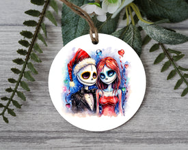 Nightmare Before Christmas Jack and Sally Ornament - Tim Burton's Delight for Your Tree or Gift for the Nightmare Before Christmas Fanatic!