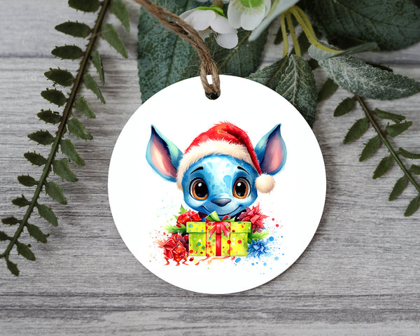 Cartoon Disney Stitch Water-Color Christmas Ornament -  Disney Inspired Ornament - Perfect for Gifting the Disney Fanatic This Year!