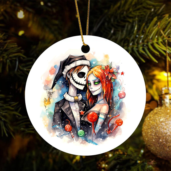 Skeleton Couple Nightmare Before Christmas Jack and Sally Ornament - Tim Burton's Delight for Your Christmas Tree!