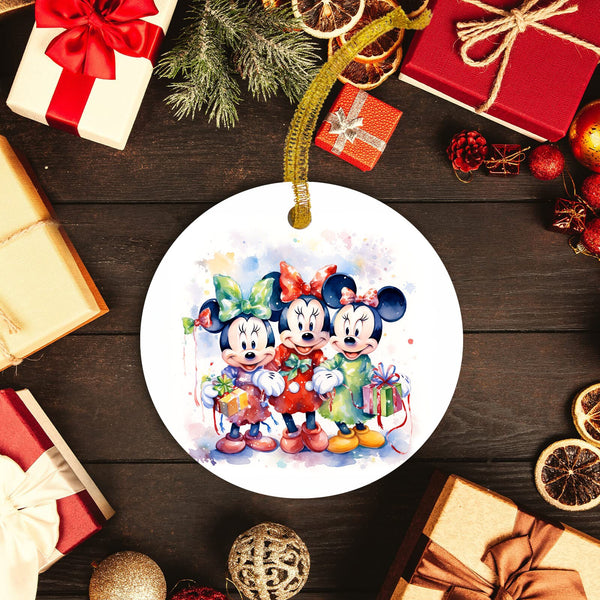 Minnie Mouse and Her Gals Disney Christmas Ornament - Disney Charm for Your Holiday Tree - Perfect Holiday Cartoon Water Color Ornament!