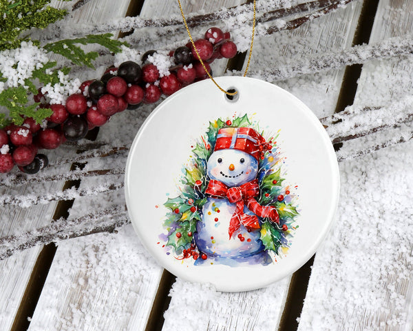 Adorable Water Color Snowman Christmas Ornament for the Cartoon Fanatic! Unique Classic Gift for Christmas Holiday Lover!