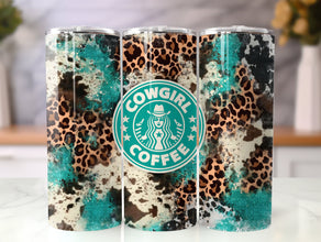 Teal Animal Watercolor Tumbler - Sip in Style with Our Cheetah-Teal Design, Perfect For Animal Print Enthusiasts and Cowgirl Coffee Lover!