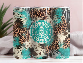 Teal Animal Watercolor Tumbler - Sip in Style with Our Cheetah-Teal Design, Perfect For Animal Print Enthusiasts and Cowgirl Coffee Lover!