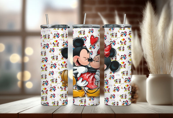 Adorable Disney Couple in Red and Yellow - Iconic Cartoon Mickey and Minnie Tumbler - Classic Couple Gifts for Magical Kingdom Lovers!