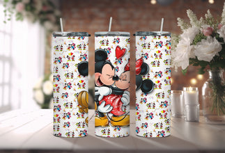 Adorable Disney Couple in Red and Yellow - Iconic Cartoon Mickey and Minnie Tumbler - Classic Couple Gifts for Magical Kingdom Lovers!