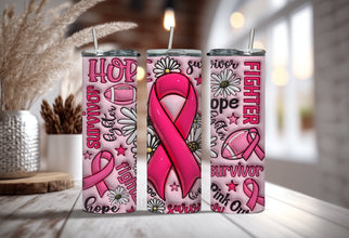 Pink Ribbon CANCER Tumbler - Hope, Fighter and Survivor Tumbler - Pink Out Tumbler for Football Lovers Fighting Cancer!