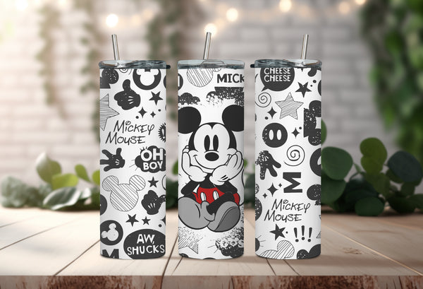 Black & White Mickey Mouse Club Tumbler - Cheesy Classic Disney Lover Tumbler - Disneyland Themed Tumblers to Keep the Enchantment Alive!